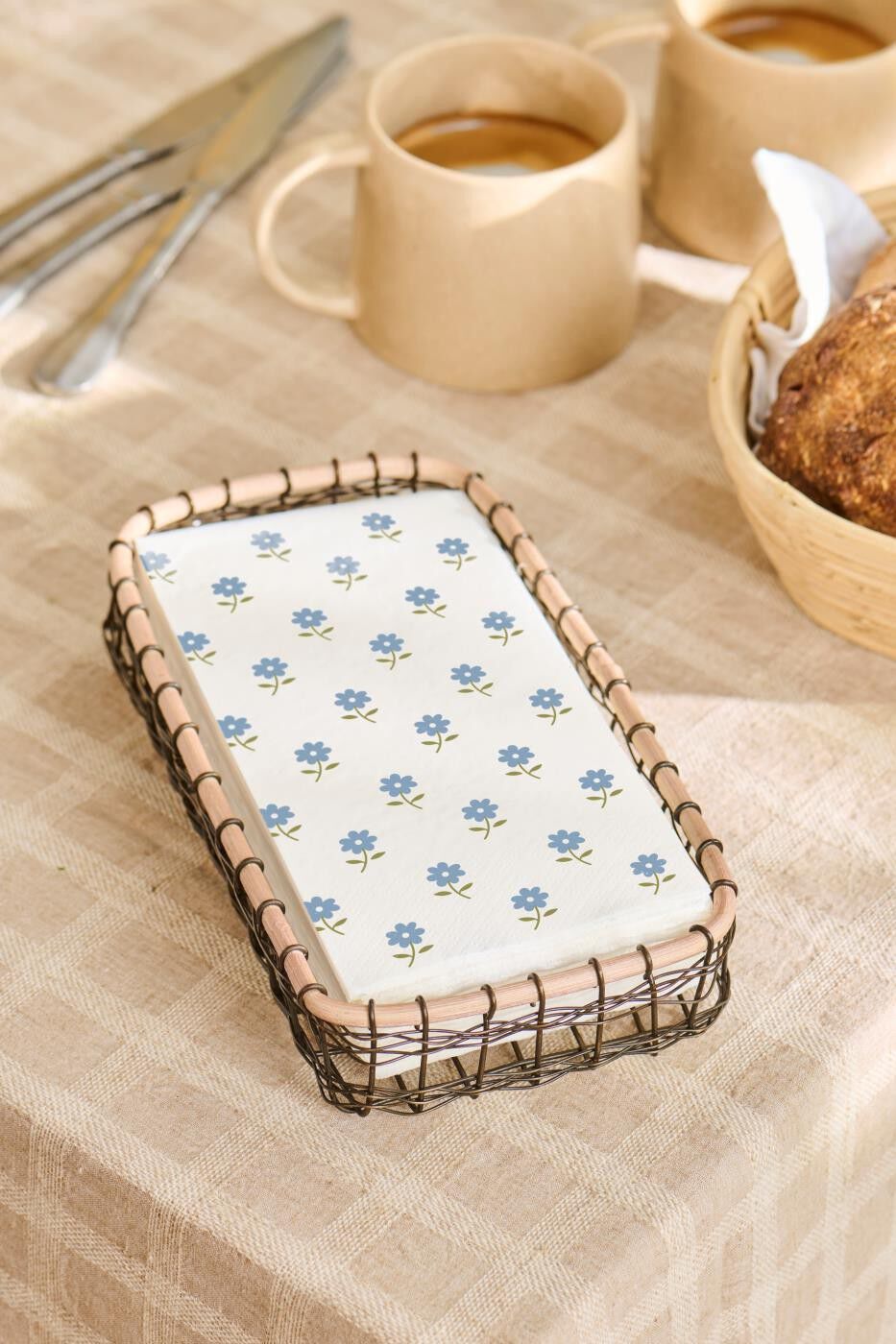 Serviet 10x20 cm bl&aring; blomster 16 stk/pk