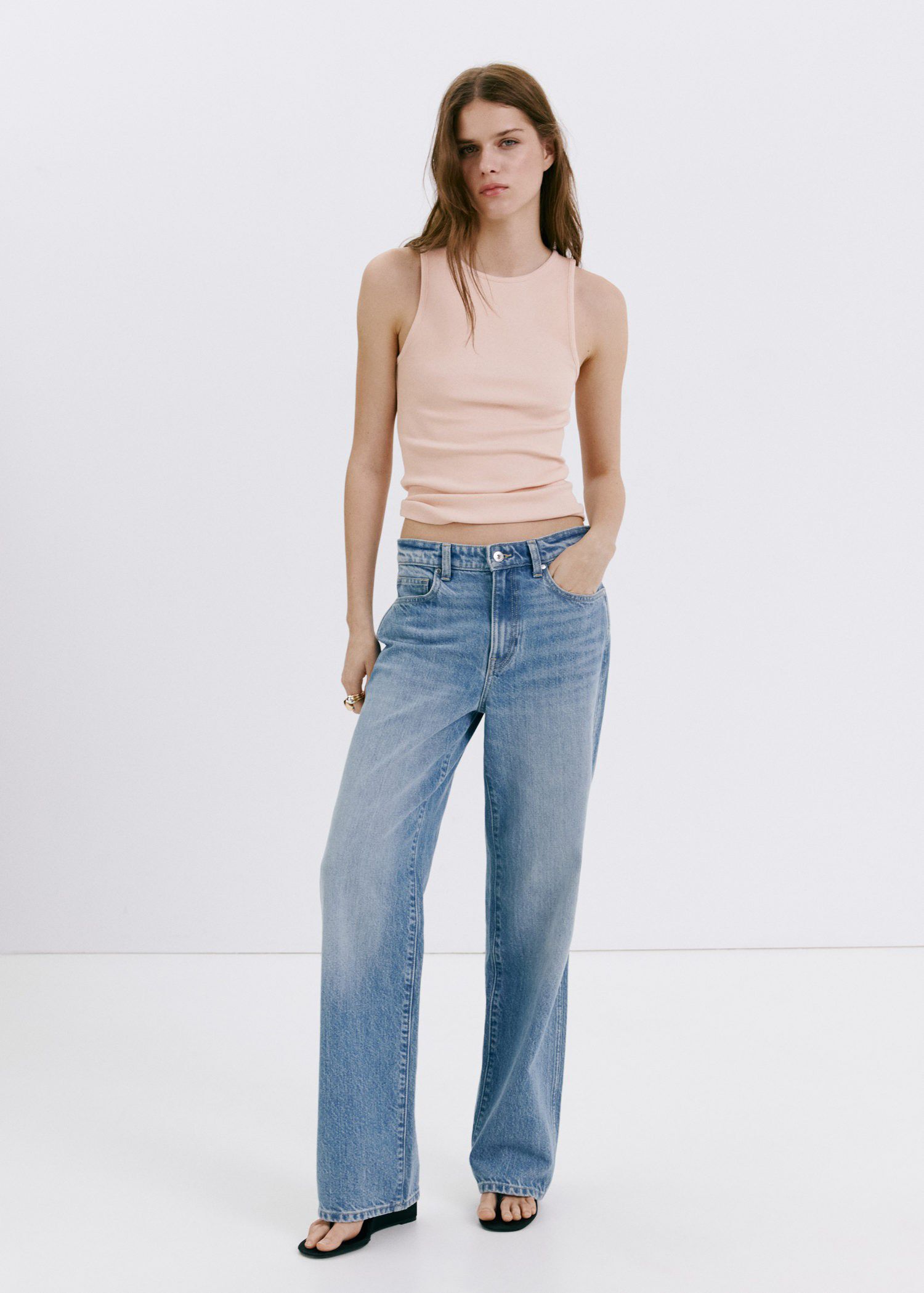 Ribbed cotton-blend top