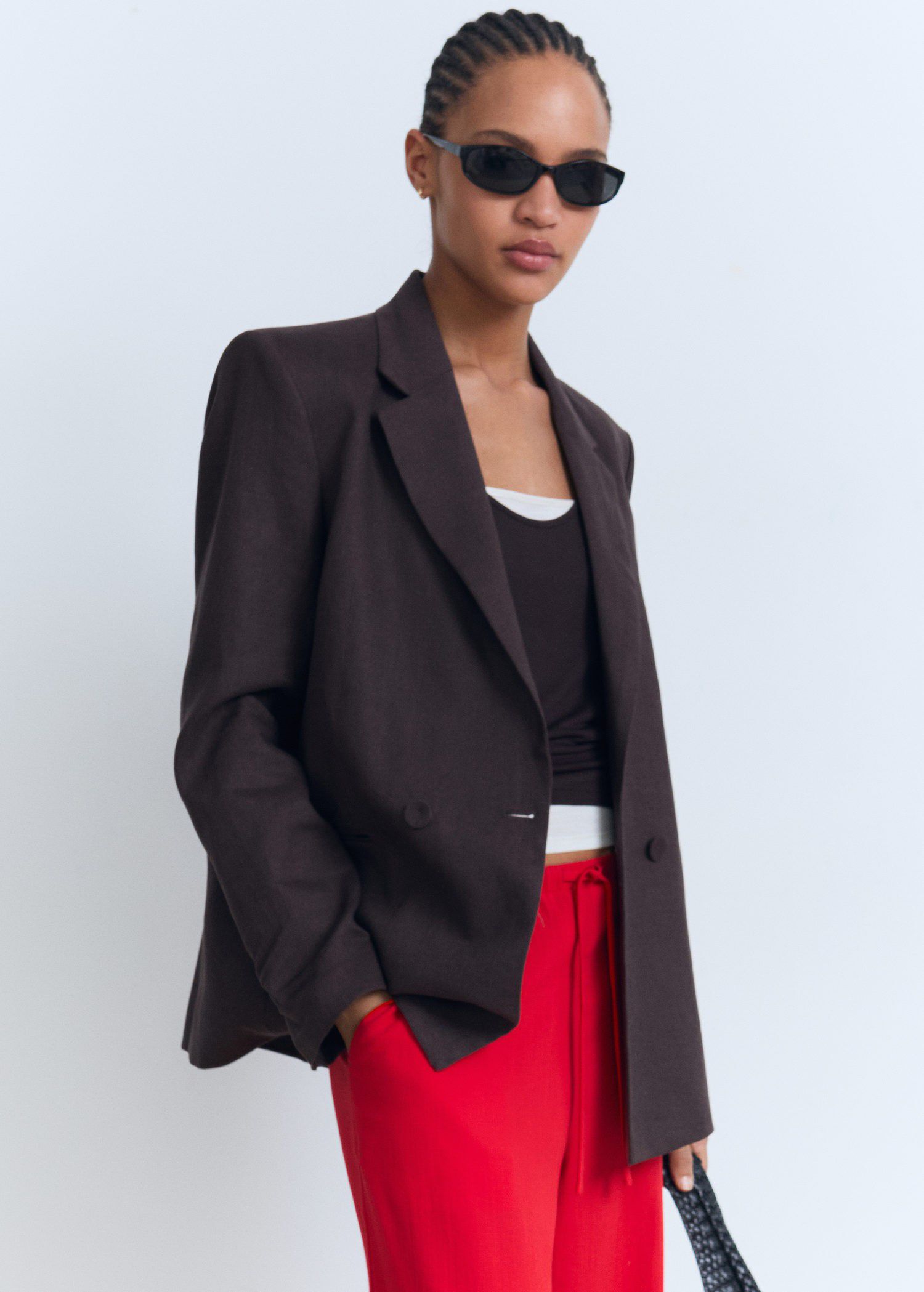 Drawstring straight trousers