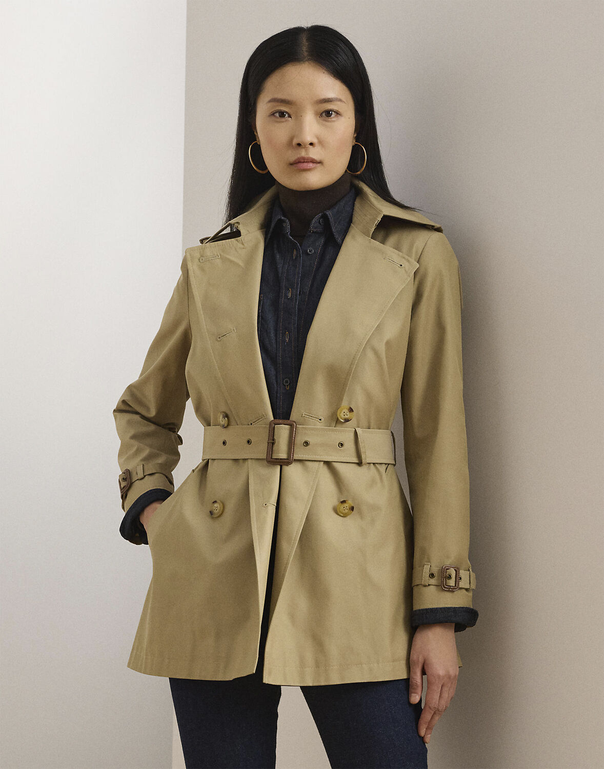 Double-Breasted Cotton-Blend Trench Coat