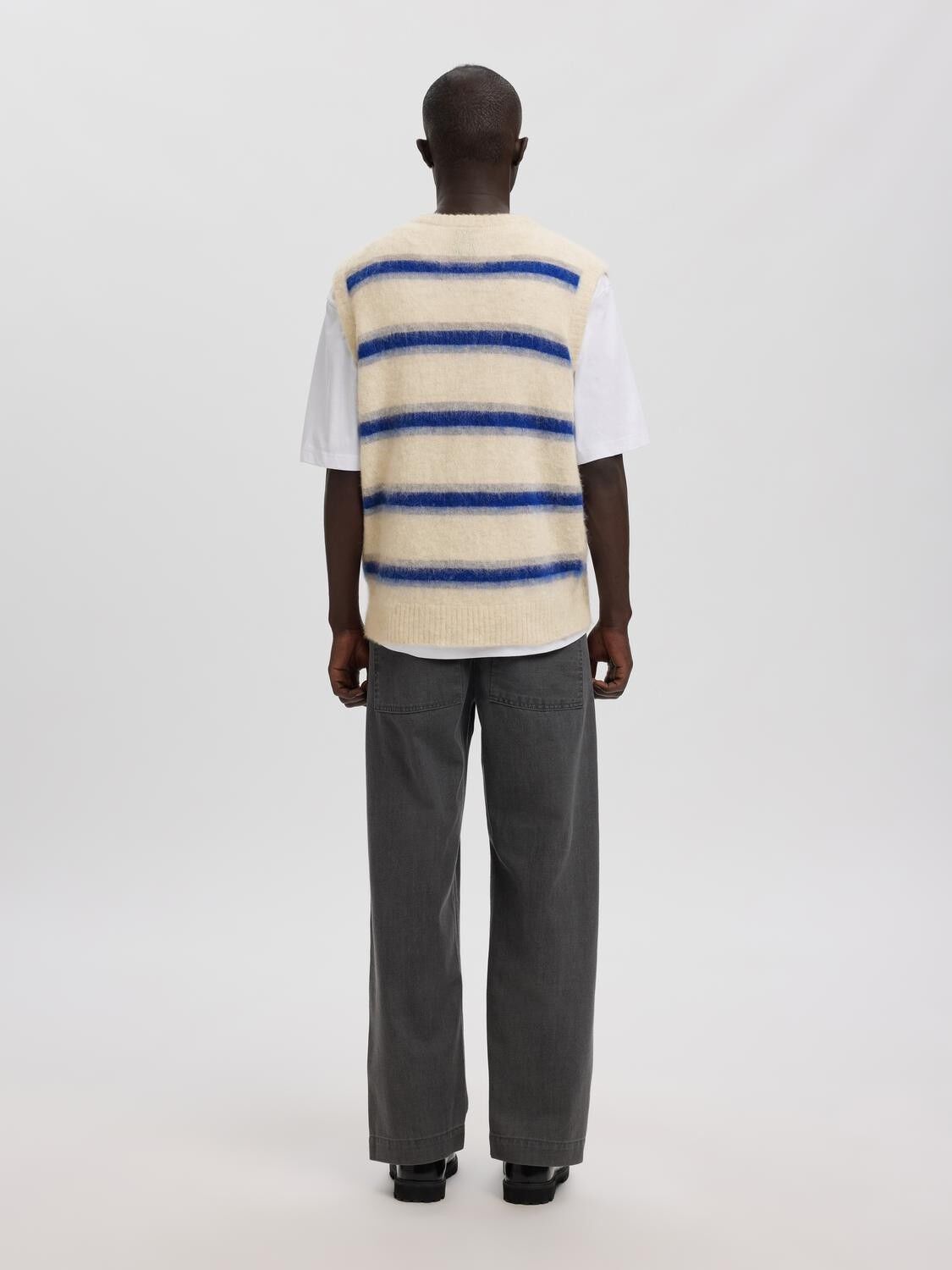 ANRRAGI KNIT HAIRY STRIPE VEST