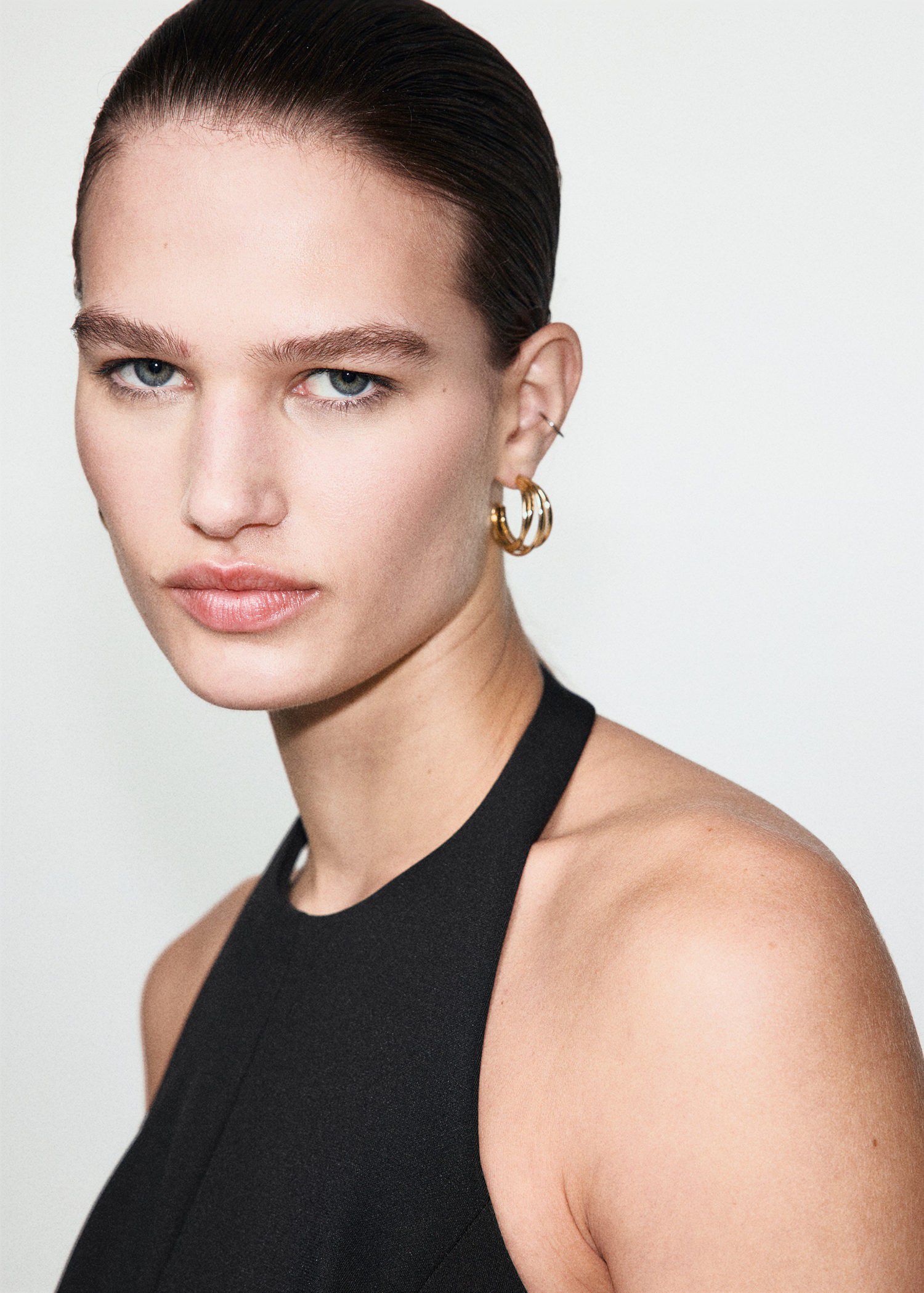 Halter-neck peplum top