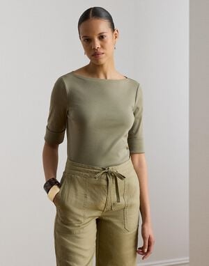 Stretch Cotton Boatneck Tee