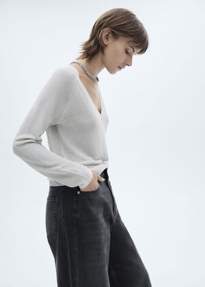 V-neck lurex sweater