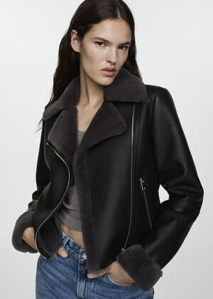 Faux shearling-lined jacket