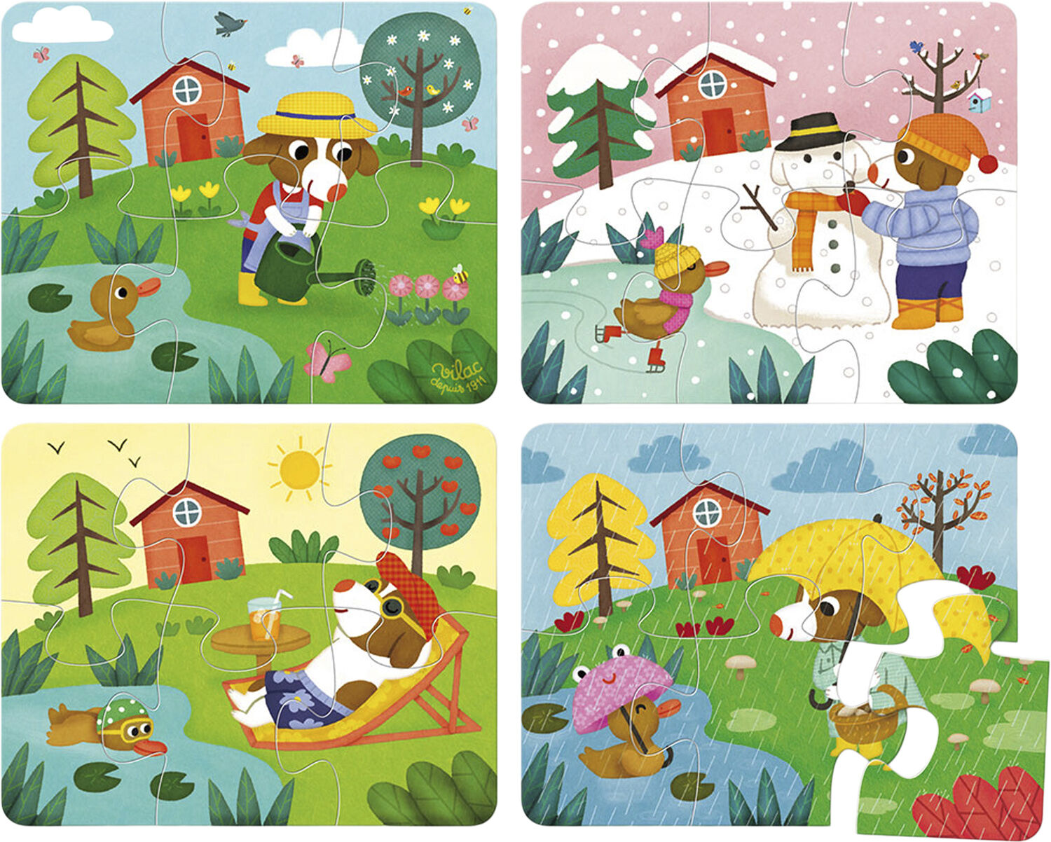 Vilac - Puslespil 4x6 brk - De 4 &aring;rstider