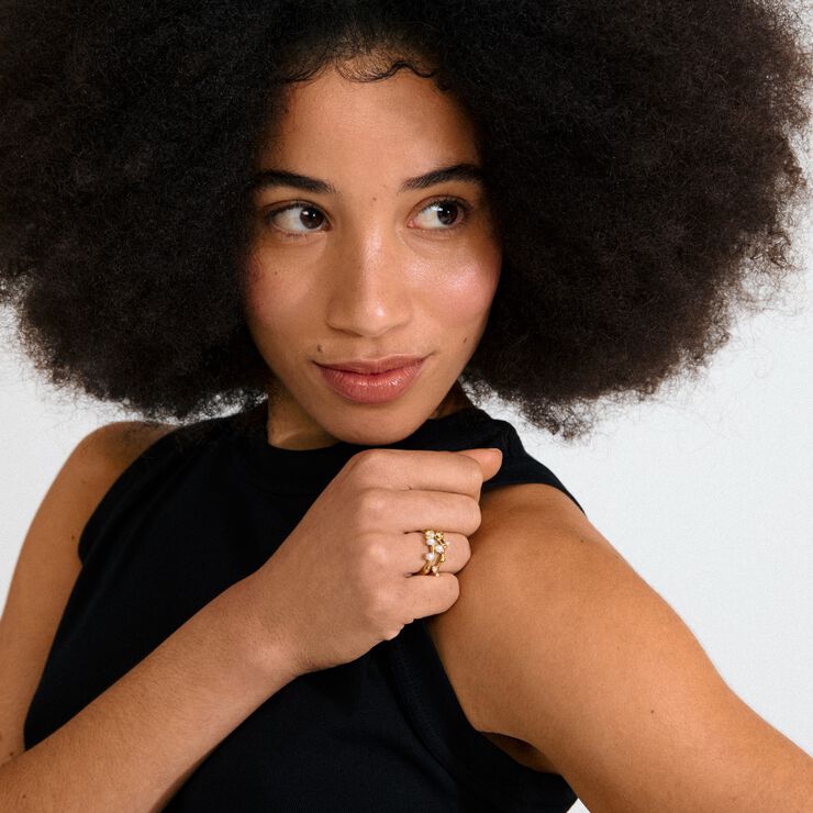 HADLEY ringe, 2-i-ét sæt, guldbelag