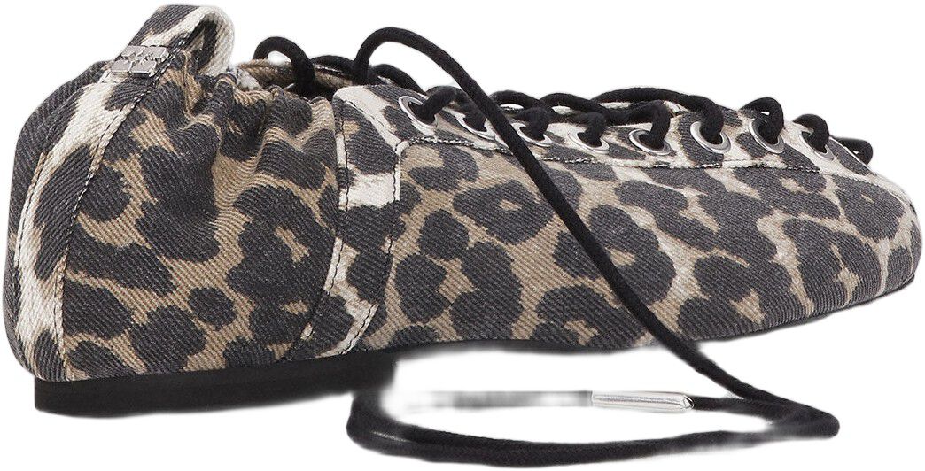 Eyelets Lace Up Ballerina Denim Pri