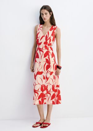 Floral print cut-out dress