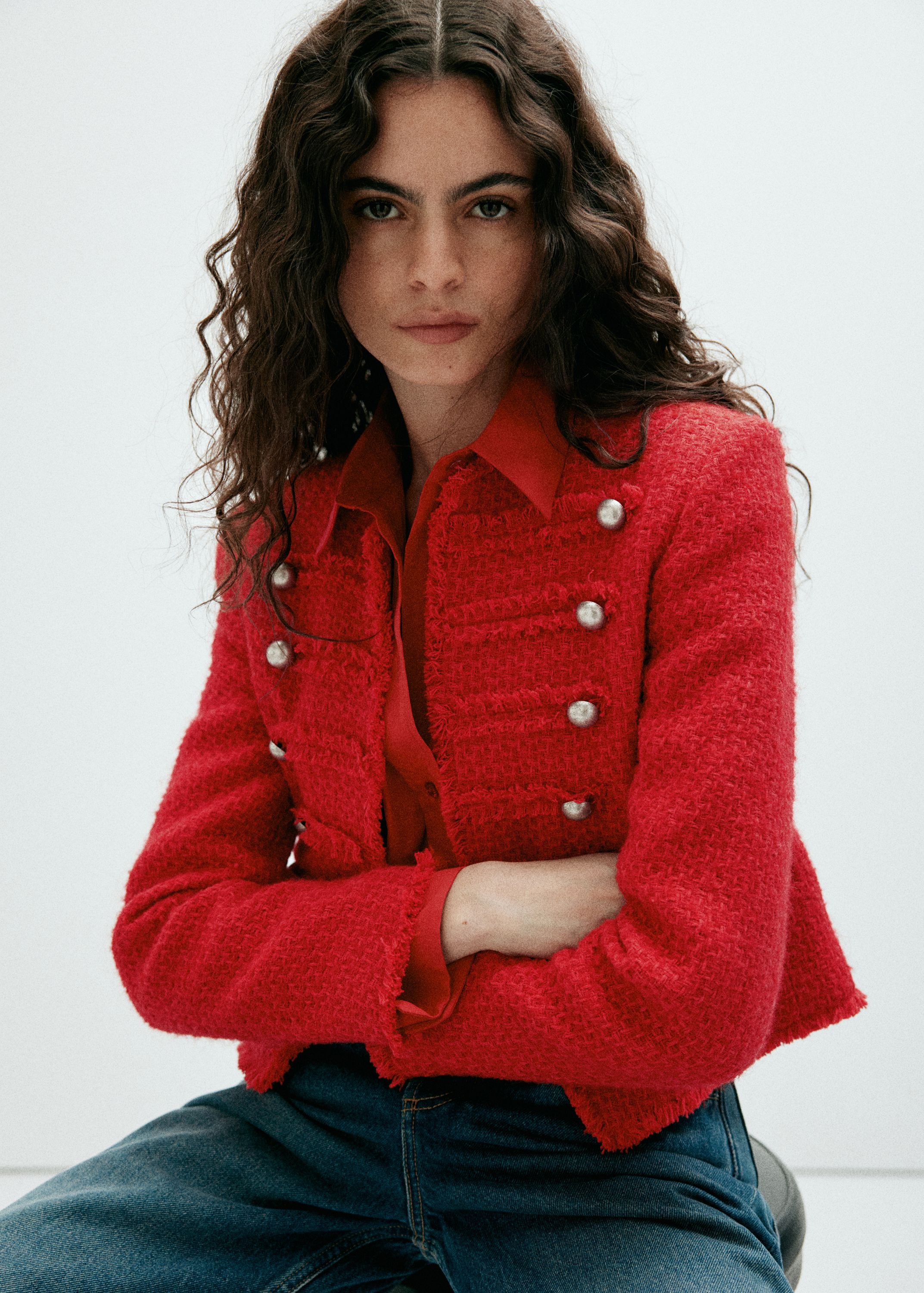 Tweed jacket with decorative froggi