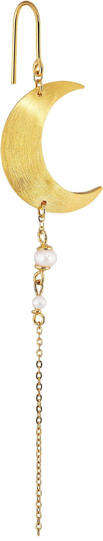 Half Moon Earring with Pearl Chain