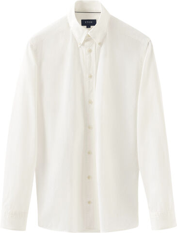 Slim Fit Off-White Solid Denim Shirt