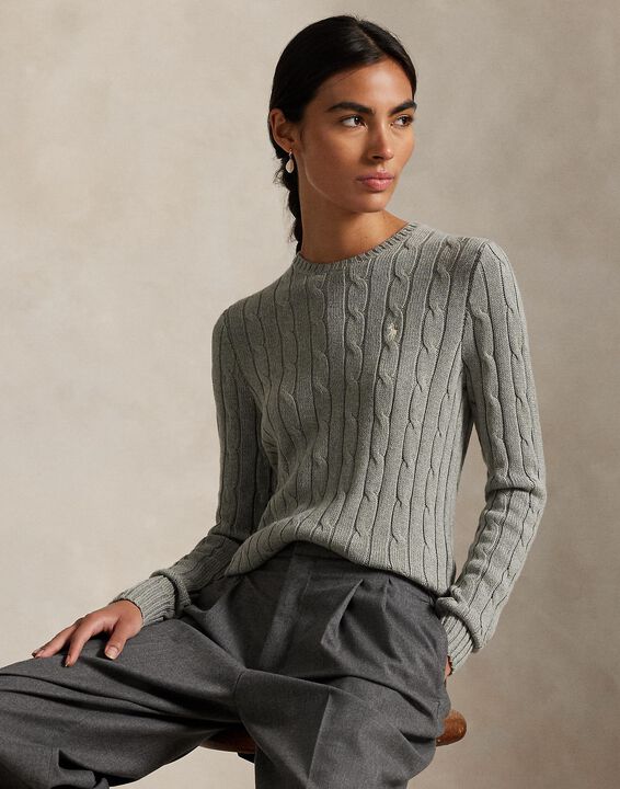 Cable-Knit Cotton Crewneck Sweater