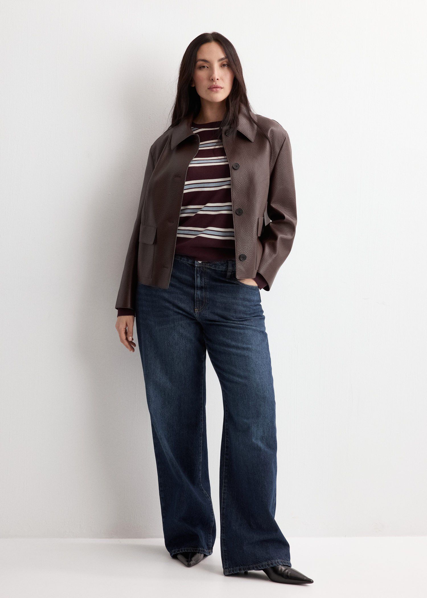 Faux-leather jacket with pockets