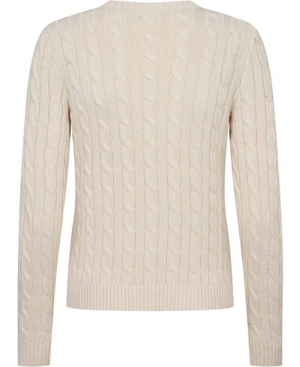 Button-Trim Cable-Knit Cotton Sweater