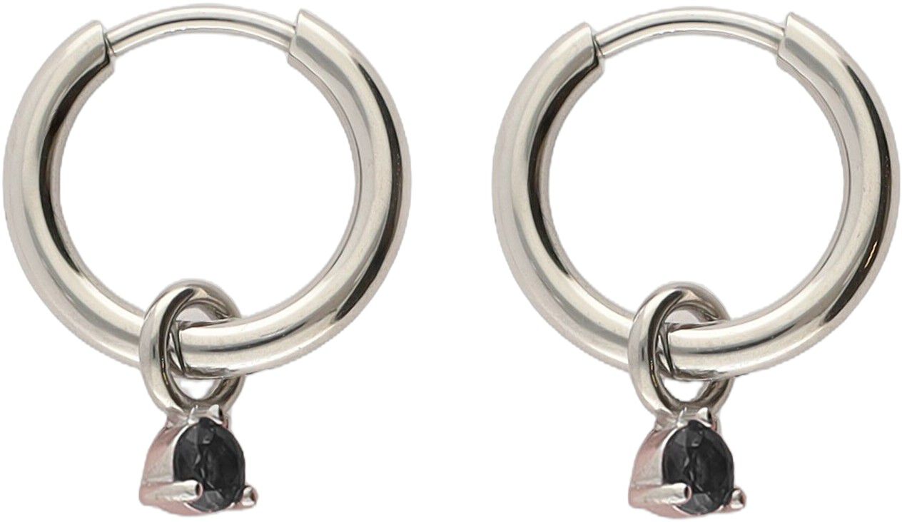 Earring mini hoop black strass
