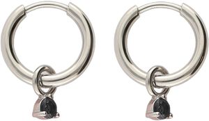 Earring mini hoop black strass