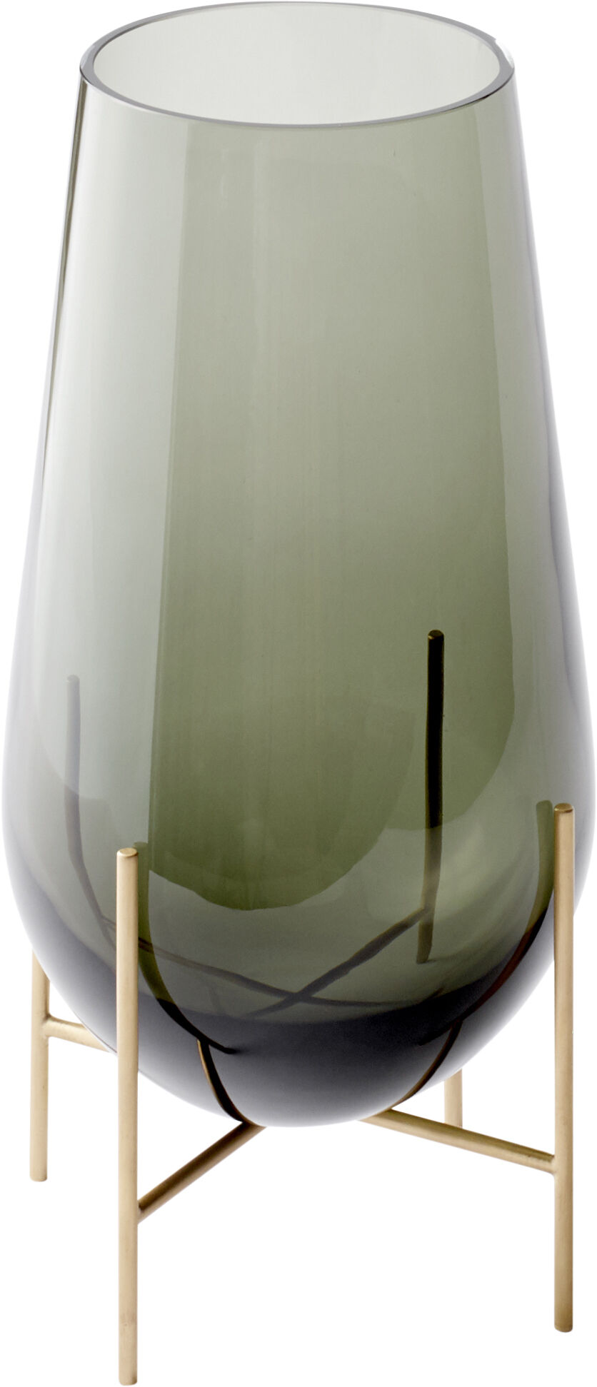 Echasse Vase, S, Smoke/Brushed Bras