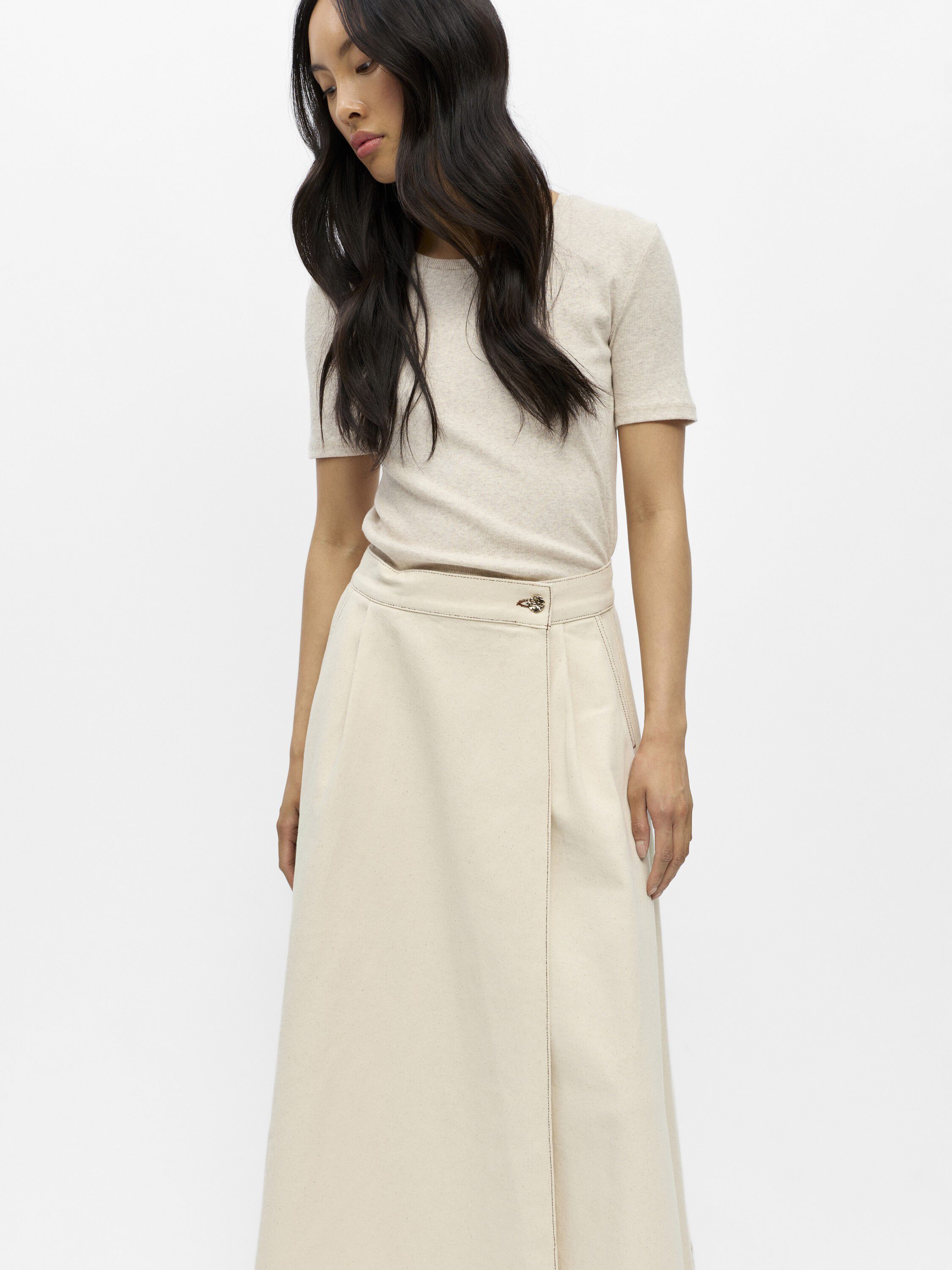 OBJSINA MW LONG DENIM SKIRT E REP