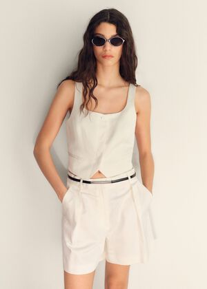 Linen-blend suit bermuda shorts