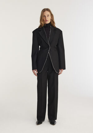 Raw edge waisted blazer