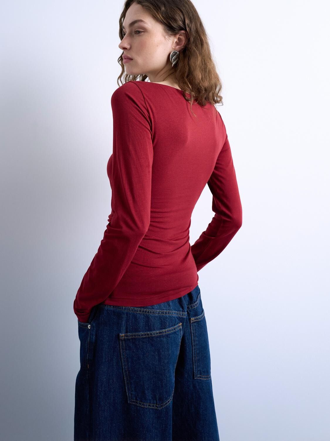 TSMINNA LS RUCHED TOP JSR - COTTON