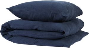 Stonewashed muslin sengesæt Navy Blazer