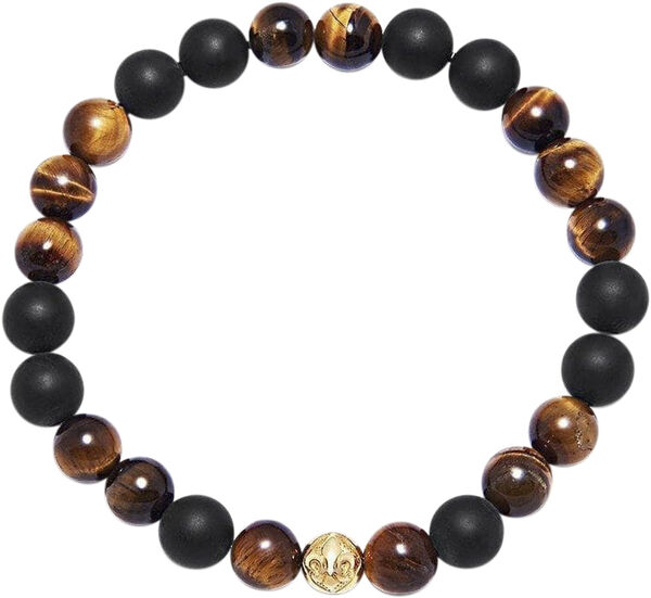 Men's Wristband with Matte Onyx and Brown Tiger Eye