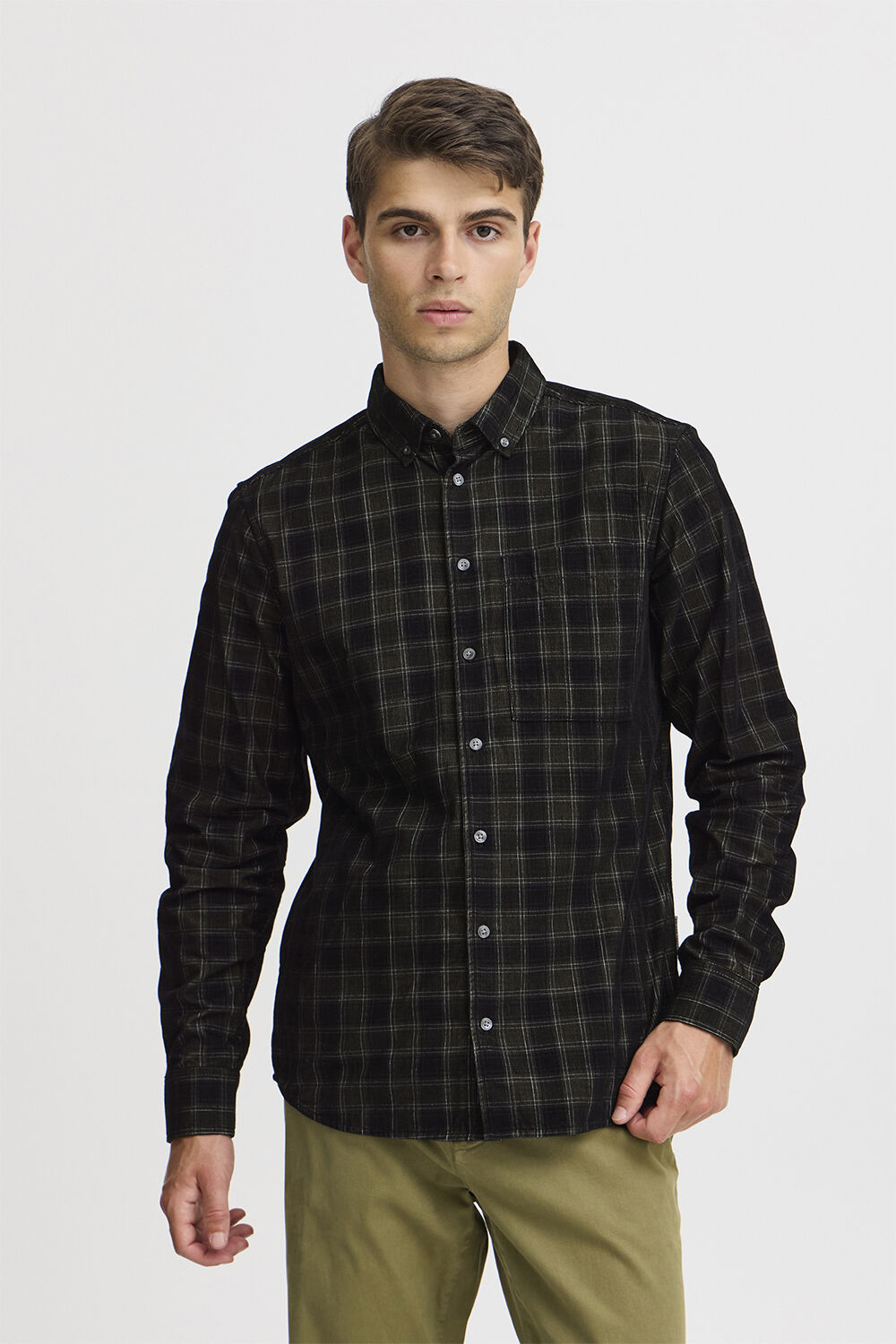 CFANTON LS BD checked corduroy shir