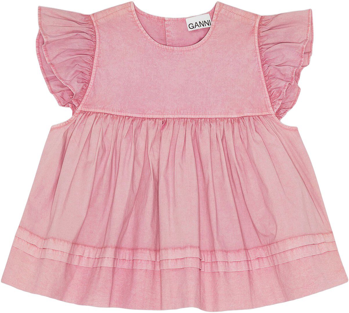 Washed Stretch Cotton Frill Sleeve