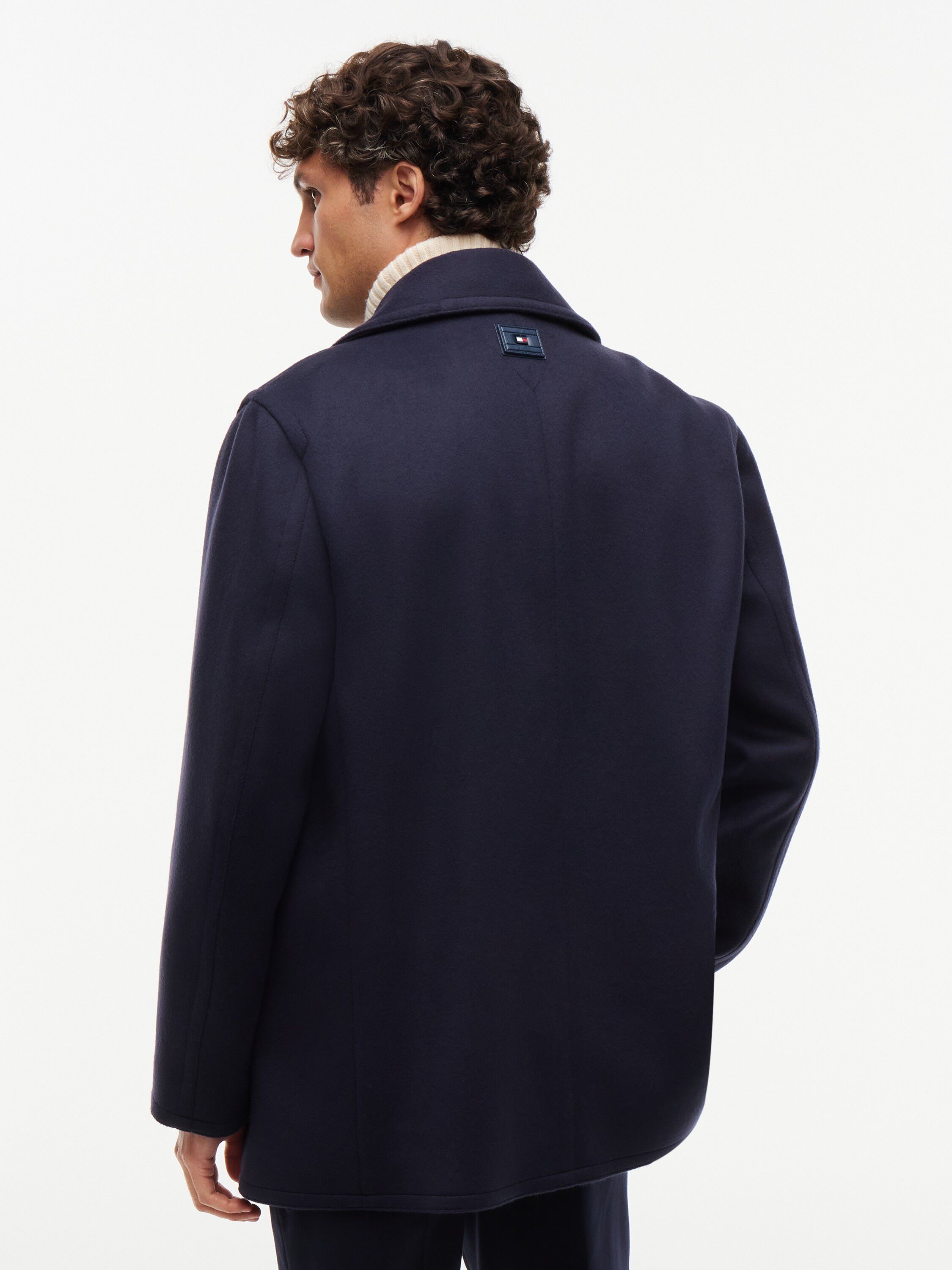 New York Label Wool Blend Relaxed Peacoat