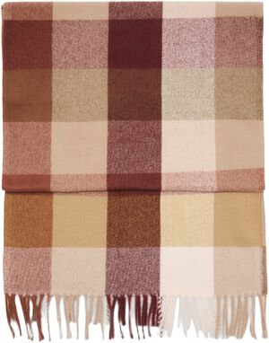 Check scarf with fringed ends