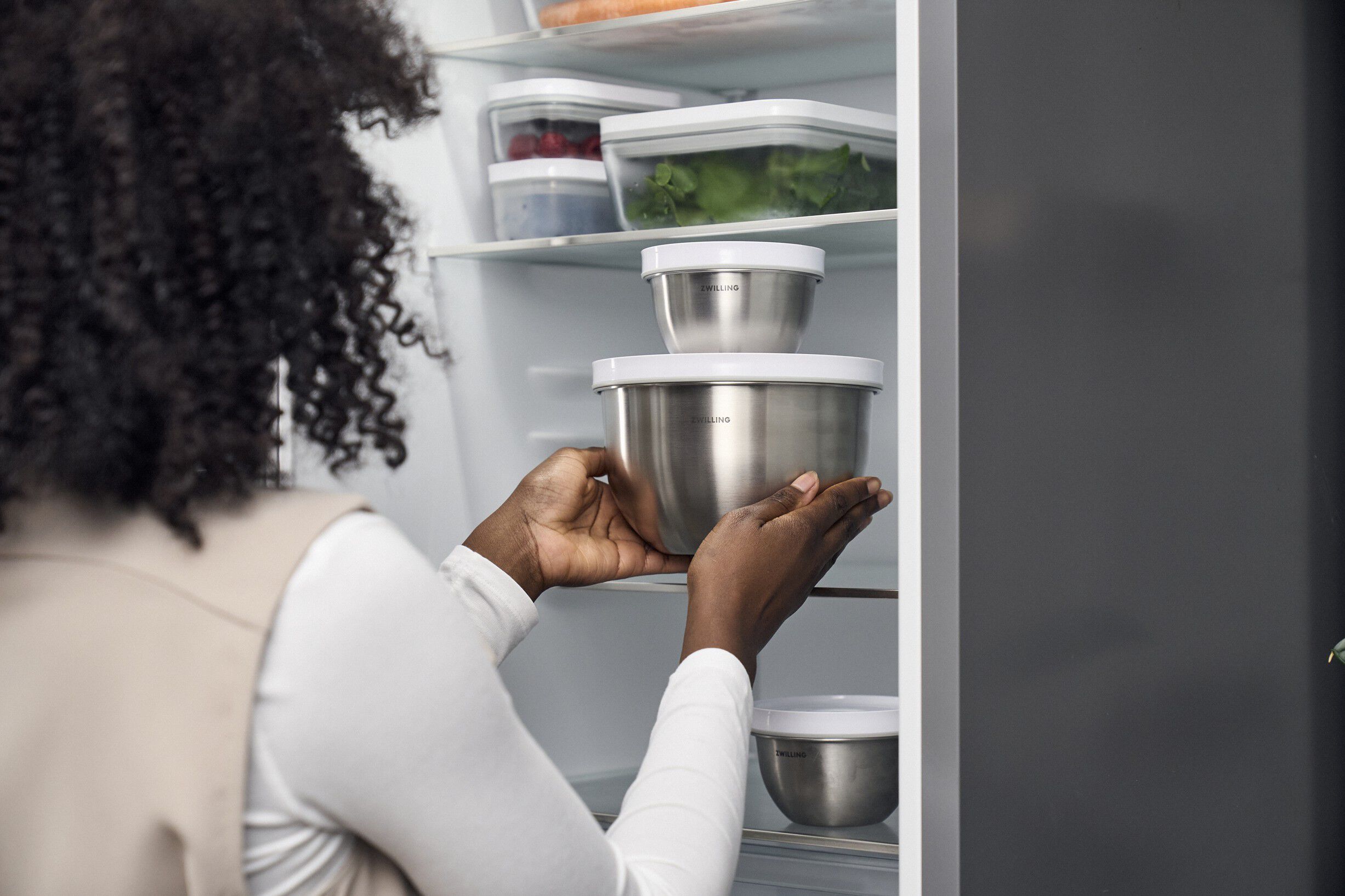 Fresh & Save BOWLS Vakuumsk&aring;l M / 19 cm, Rustfrit st&aring;l, S&oslash;lv