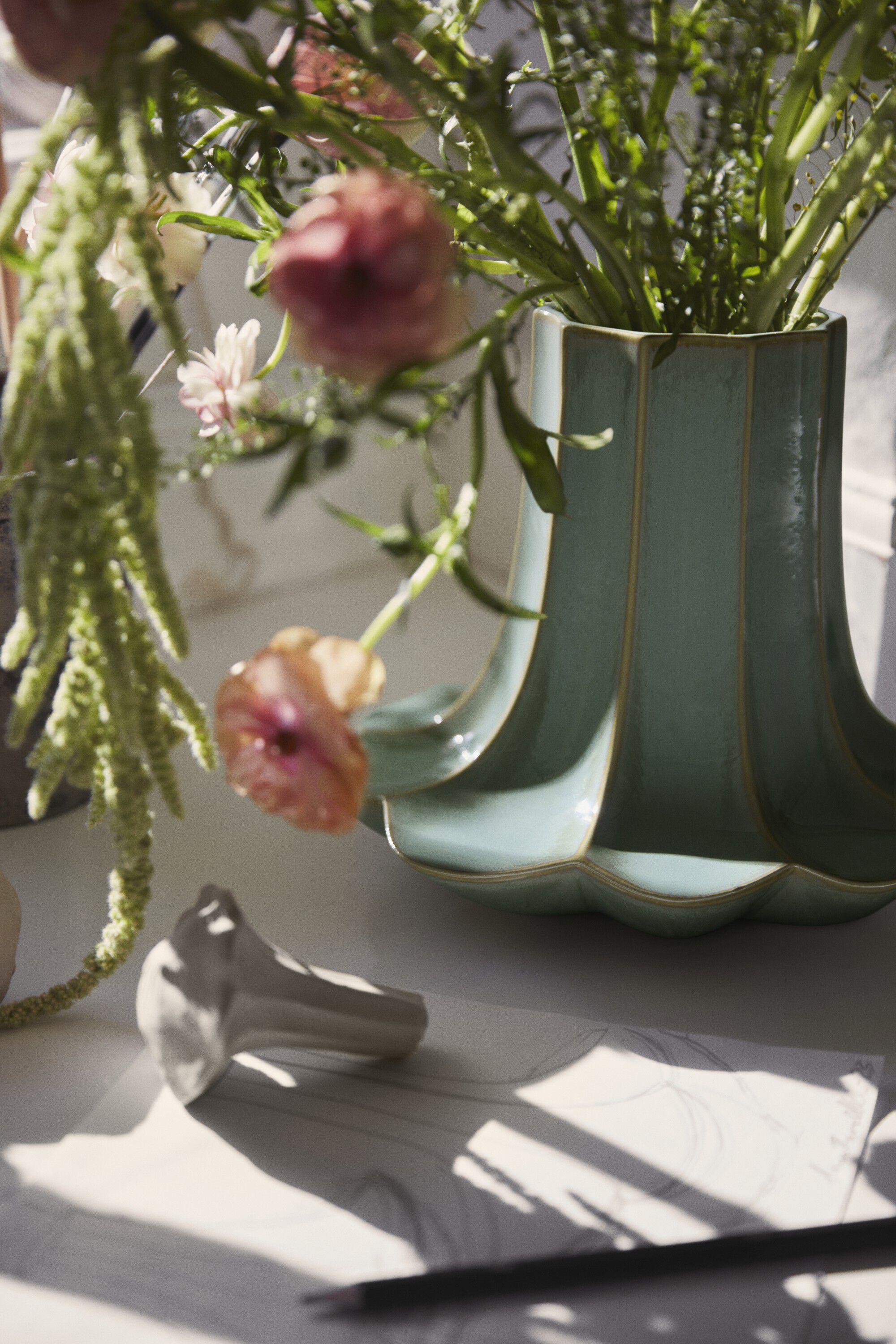 Kantarel Vase H20. 5 cm gr&oslash;n