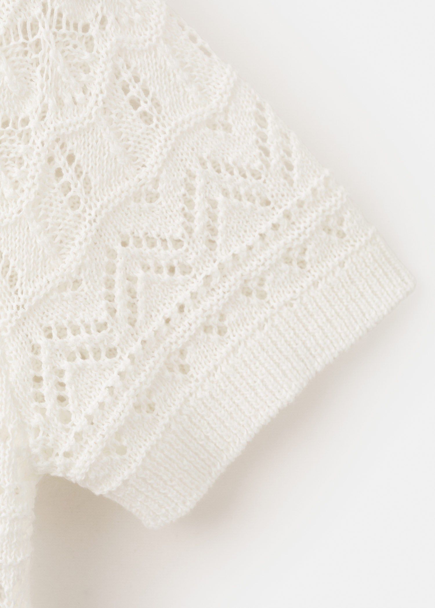 Short-sleeve openwork knit cardigan