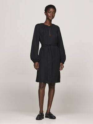 FLUID VIS GATHERED BELTED DRESS