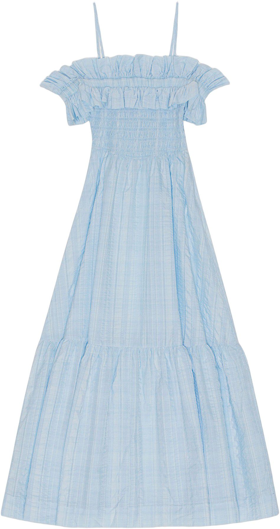 Seersucker Check Smock Maxi Dress