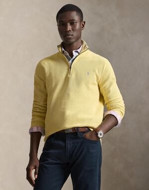 Mesh-Knit Cotton Quarter-Zip Sweater