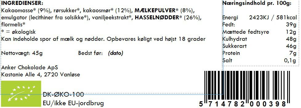 Ankers Br&oslash;d - M&aelig;lkechokolade
