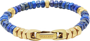 Men's Hexagon Beaded Bracelet with Blue Lapis and Gold