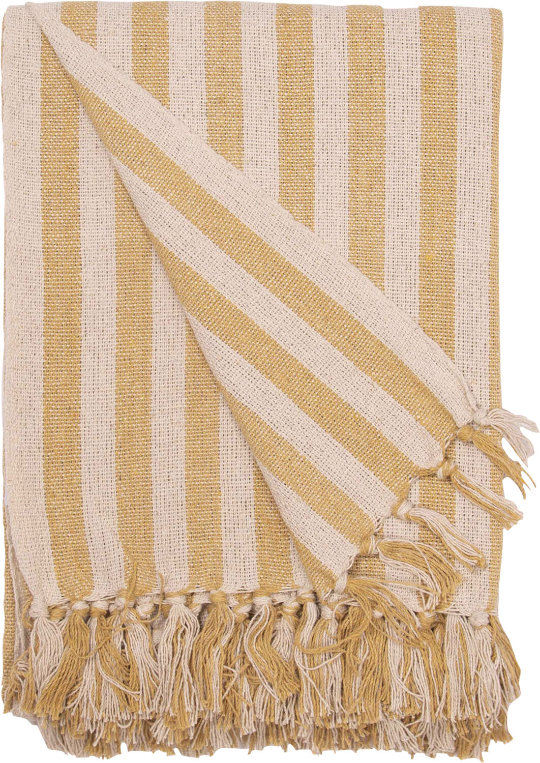 Plaid, Stribet-Sennep/Naturlig, 130x180 cm