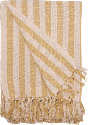 Plaid, Stribet-Sennep/Naturlig, 130x180 cm