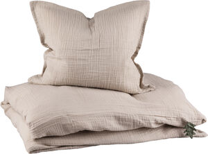 Sengetøj, junior, musselin, seabreeze beige