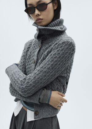 Cabled heather cardigan
