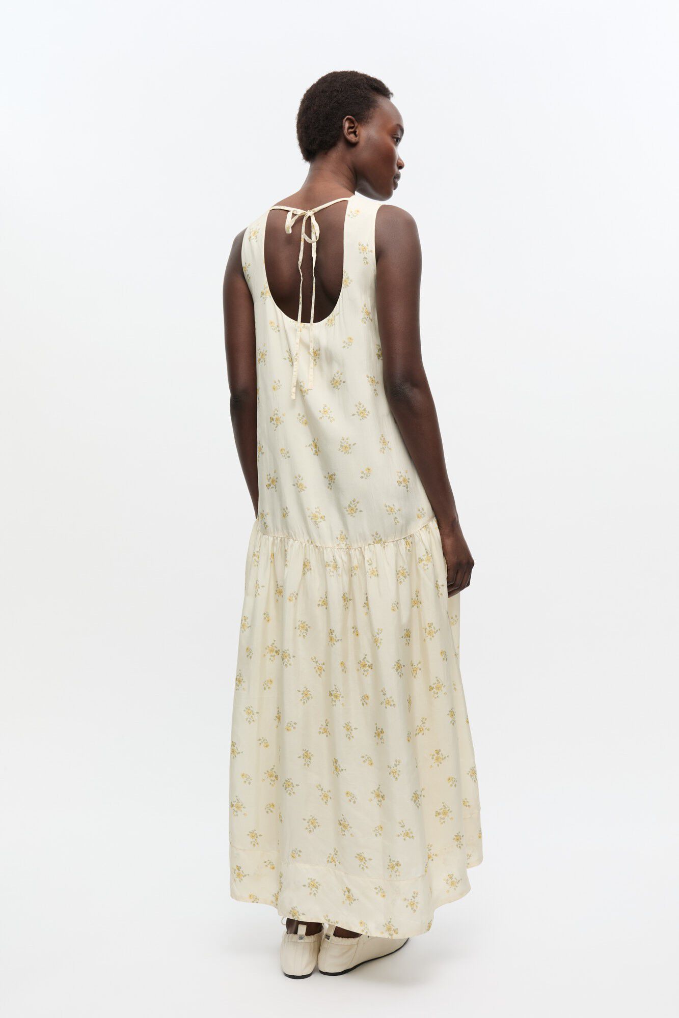 Printed Viscose Habotai Long Dress