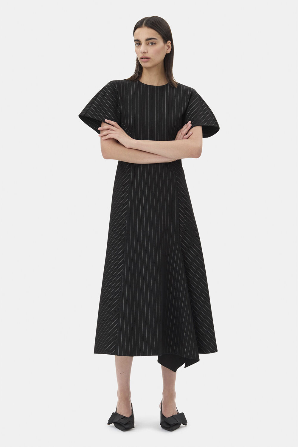 Compact Stripe Jersey Long Dress