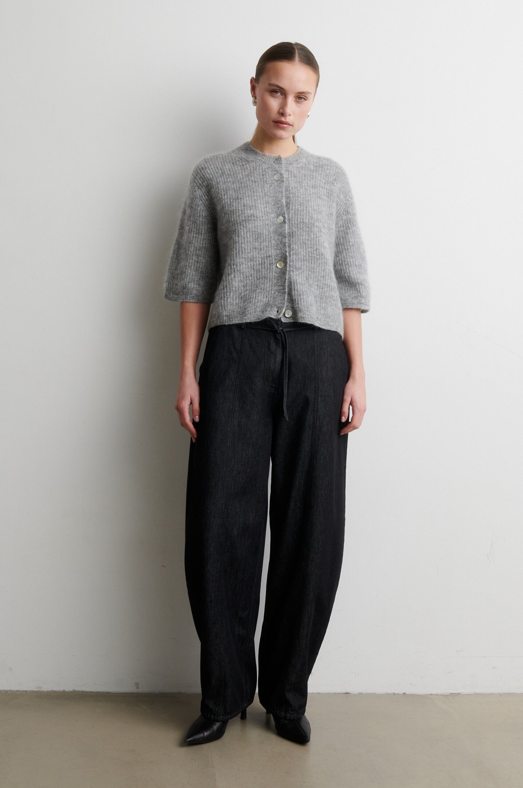 Andrea Mohair Wool Blend Rib Cardigan