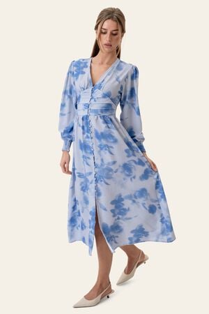AdelIC Long Dress - Abstract Blue F