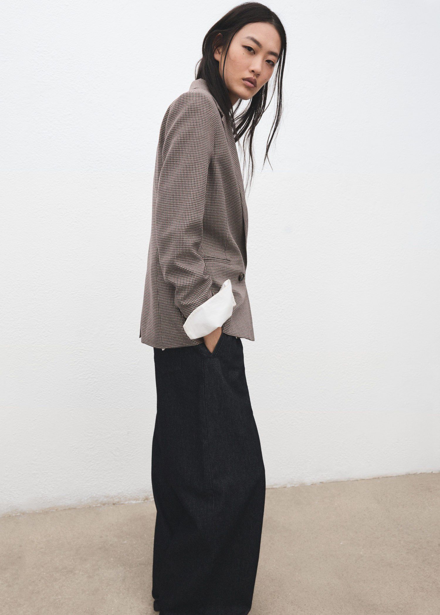 Double-breasted micro-houndstooth j