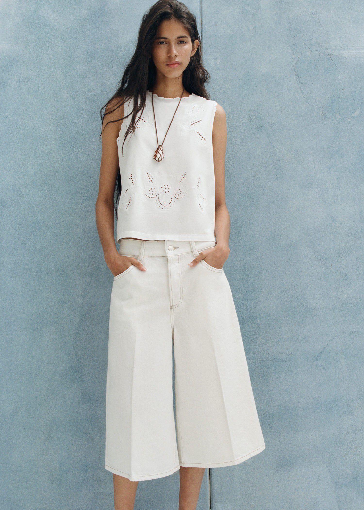 Embroidered broderie anglaise top